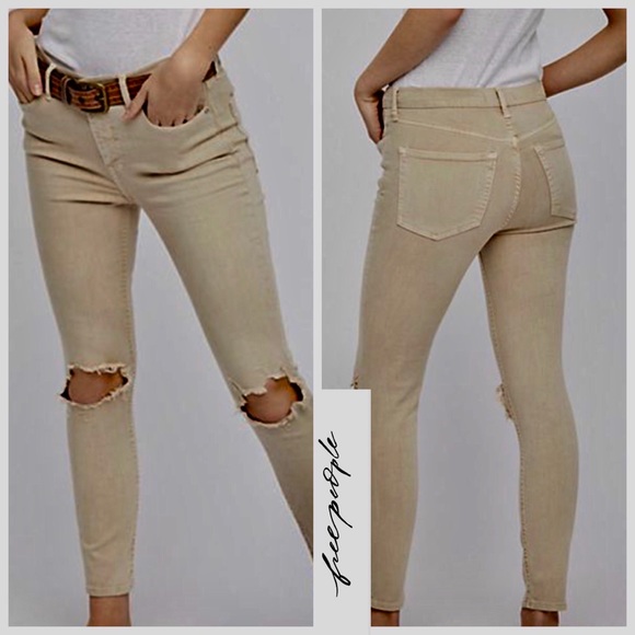 tan distressed jeans